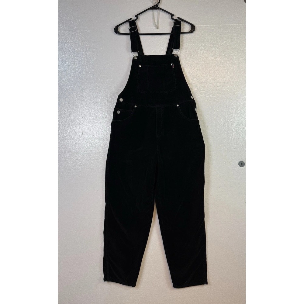 Old Navy Girl Bib Overalls Sz 16 Black Velvet Pants Casual Hippy Cottage Core